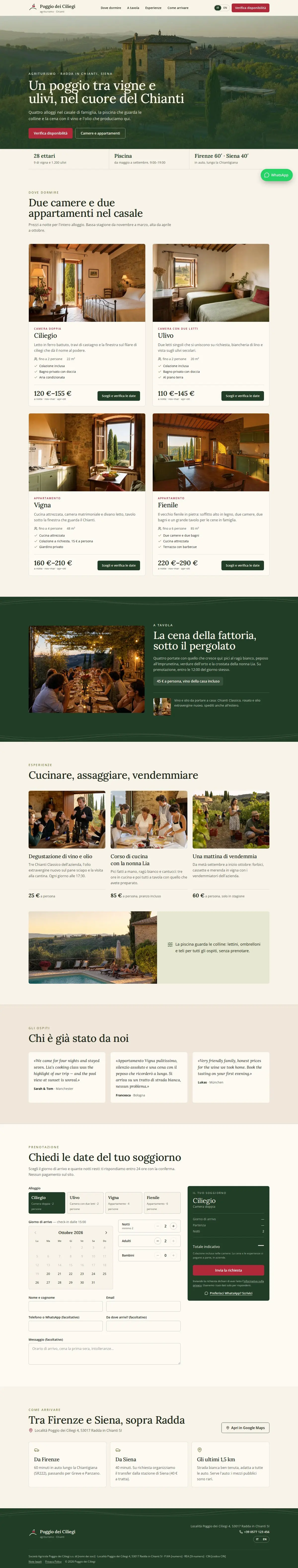 Modello di sito per agriturismo: versione desktop