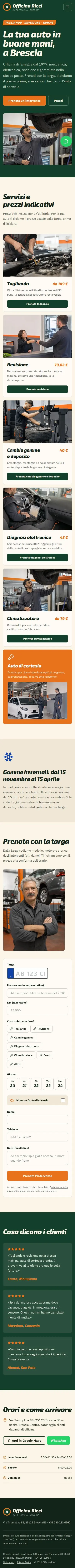 Modello di sito per autofficina: versione mobile