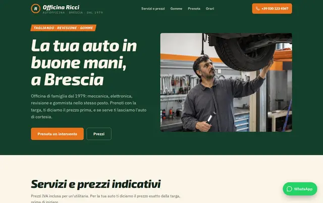 Modello di sito per autofficina