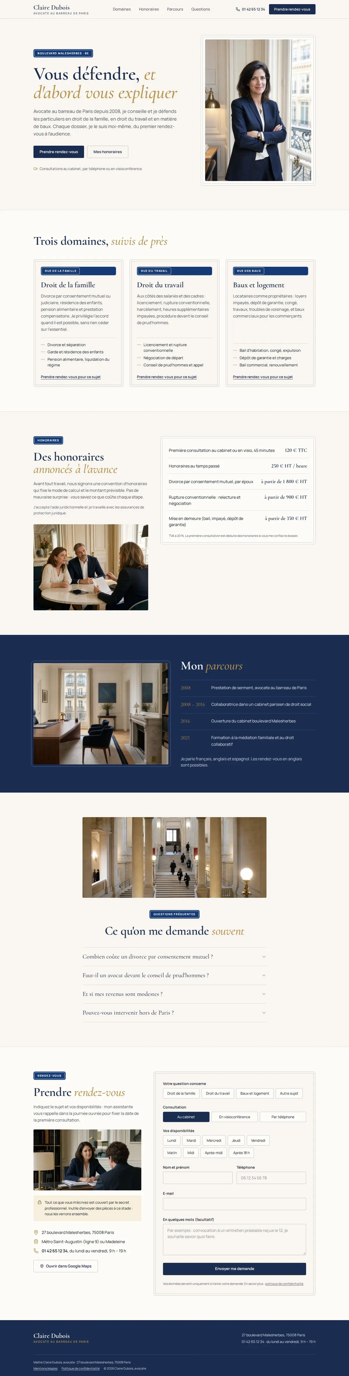 Modèle de site d'avocat : aperçu sur ordinateur
