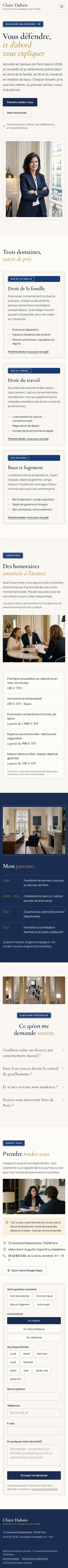 Modèle de site d'avocat : aperçu sur téléphone