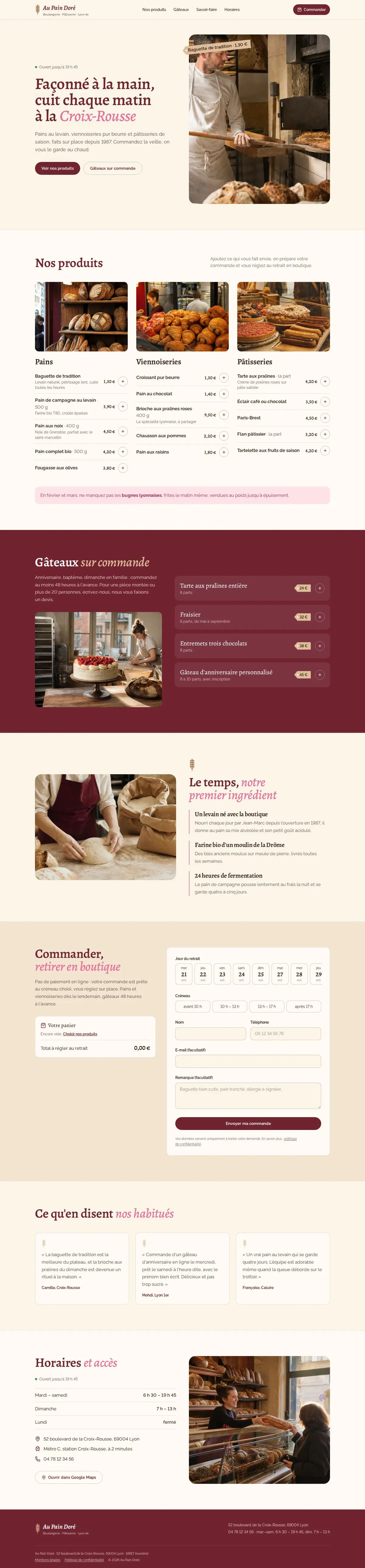 Modèle de site de boulangerie : aperçu sur ordinateur