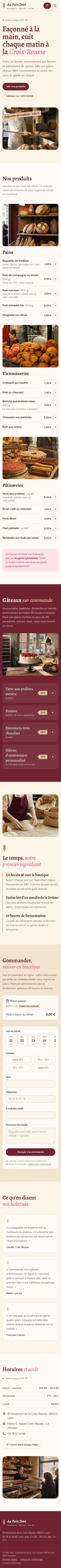 Modèle de site de boulangerie : aperçu sur téléphone