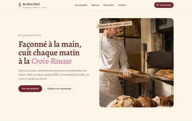 Modèle de site de boulangerie