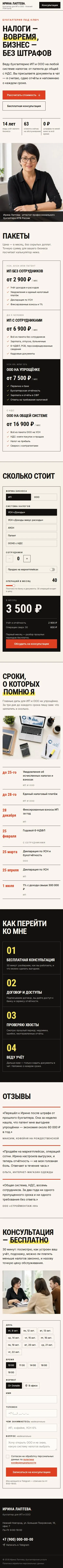 Шаблон сайта бухгалтера: вид на телефоне
