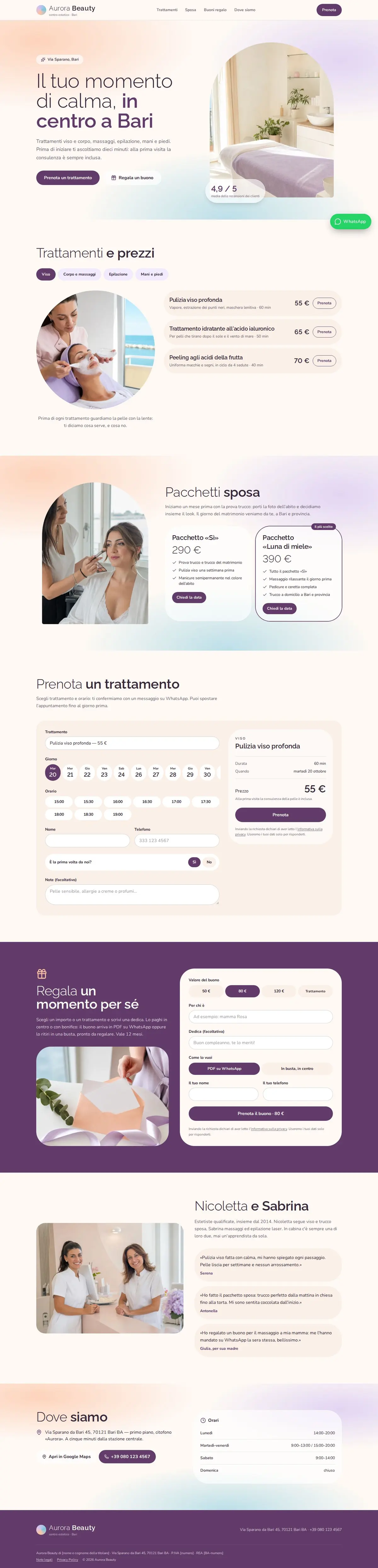 Modello di sito per centro estetico: Ansicht am Computer