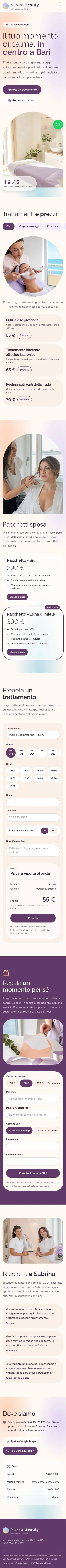 Modello di sito per centro estetico: Ansicht am Smartphone