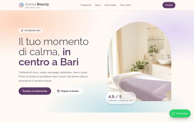 Modello di sito per centro estetico