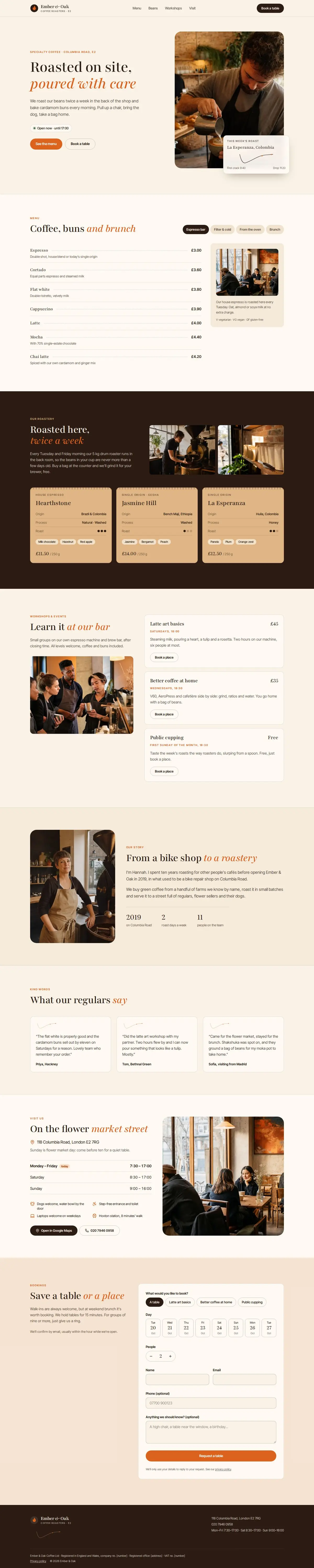 Coffee shop website template: vista de escritorio