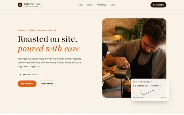 Coffee shop website template