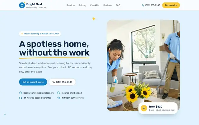 Cleaning company website template