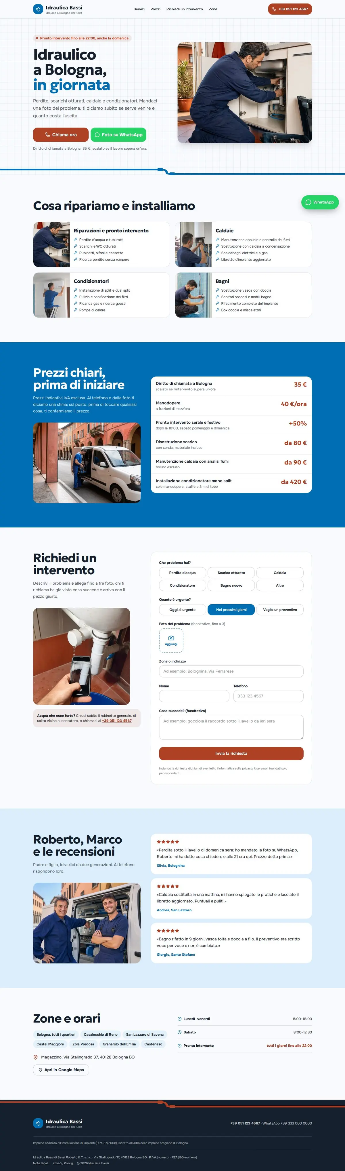 Modello di sito per idraulico : aperçu sur ordinateur
