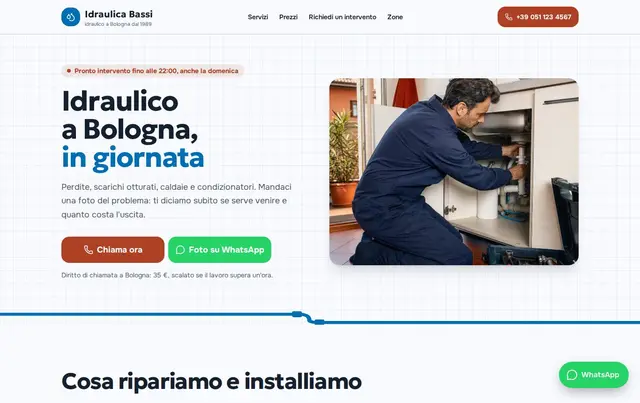 Modello di sito per idraulico
