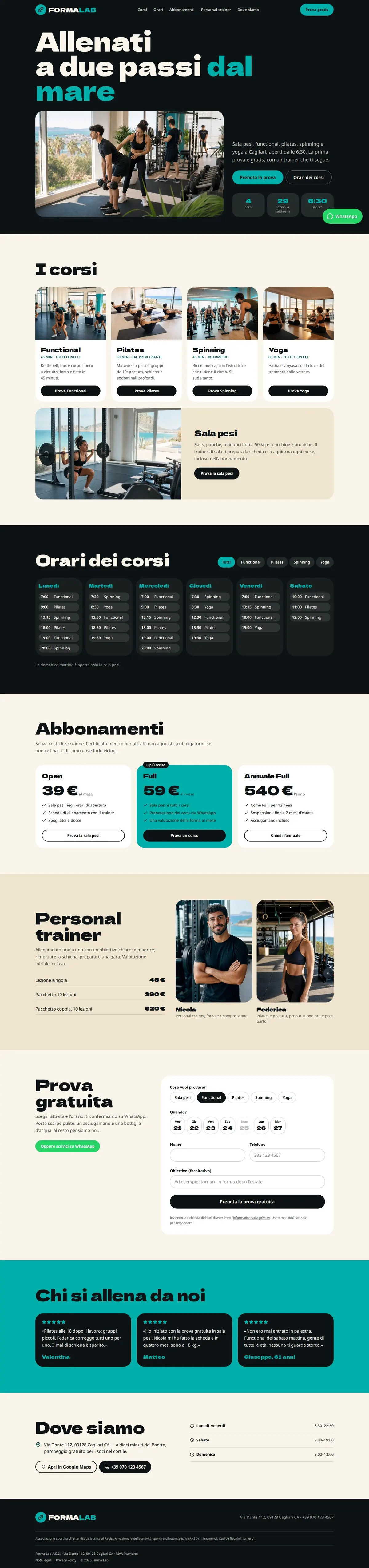 Modello di sito per palestra: vista de escritorio