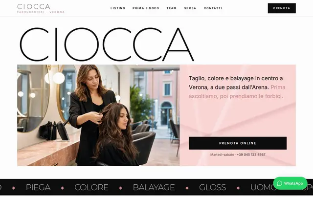 Modello di sito per parrucchiere