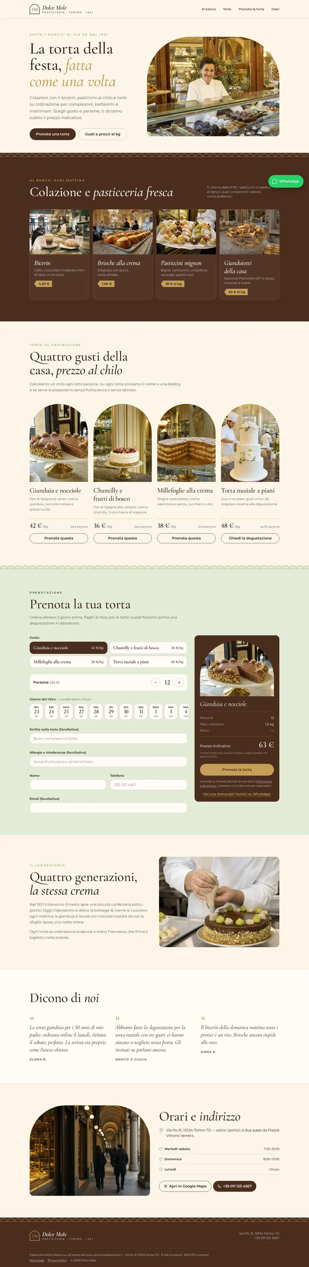 Modello di sito per pasticceria : aperçu sur ordinateur