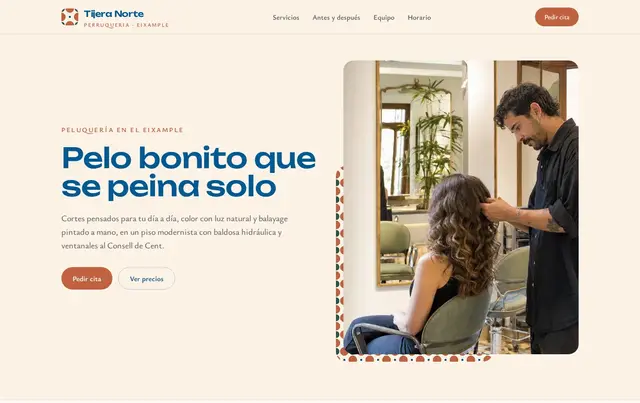 Plantilla de web para peluquería