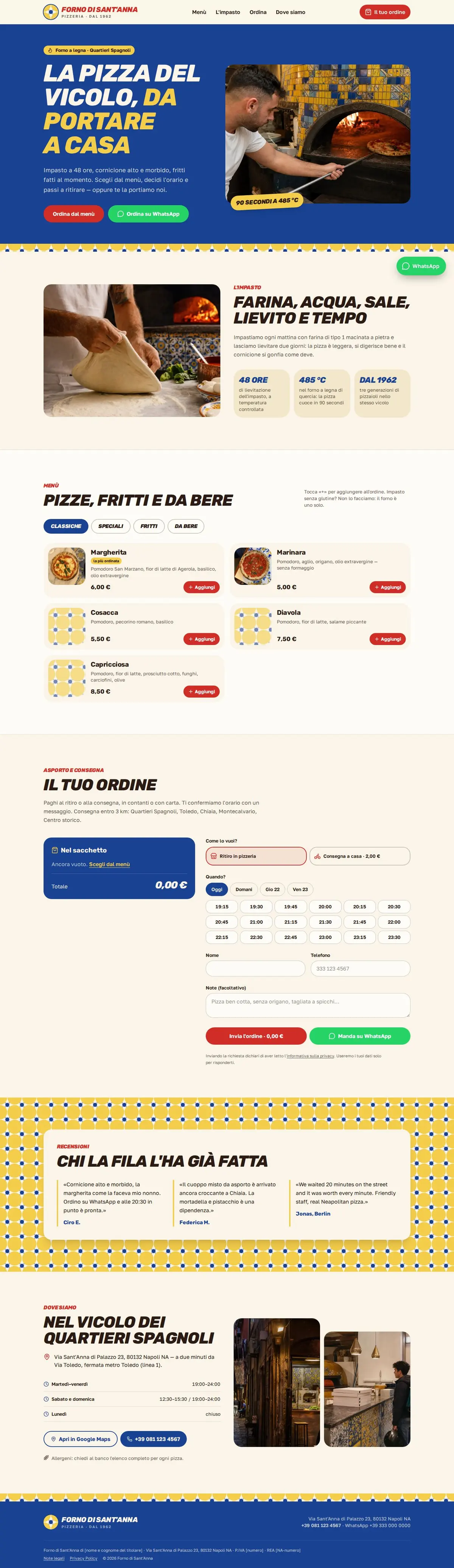Modello di sito per pizzeria : aperçu sur ordinateur