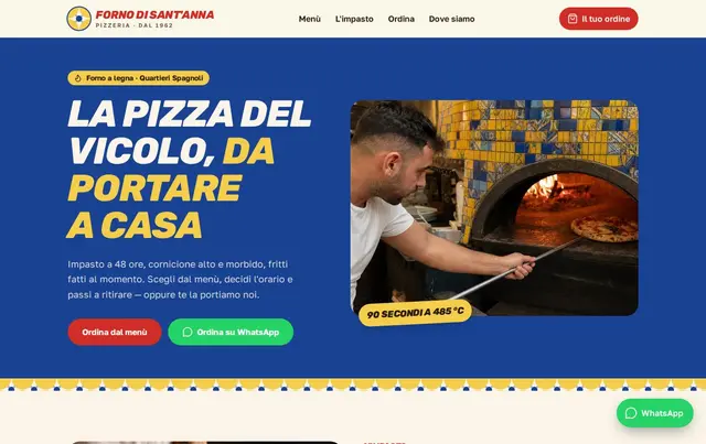 Modello di sito per pizzeria