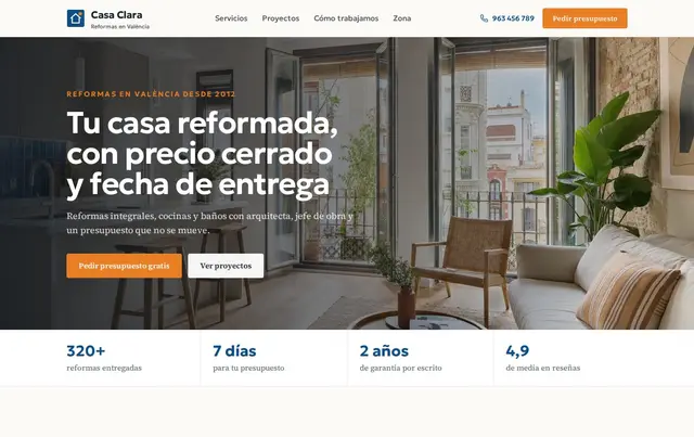 Plantilla de web para empresa de reformas