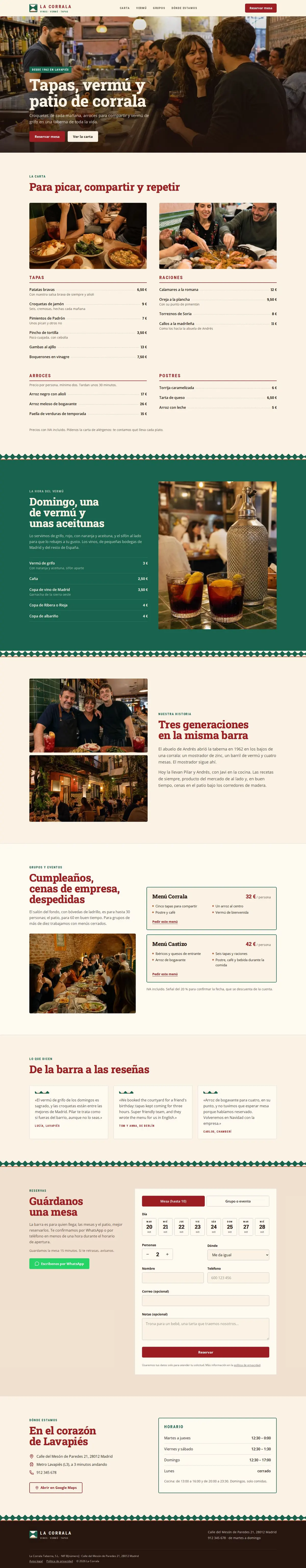 Plantilla de web para restaurante: versione desktop