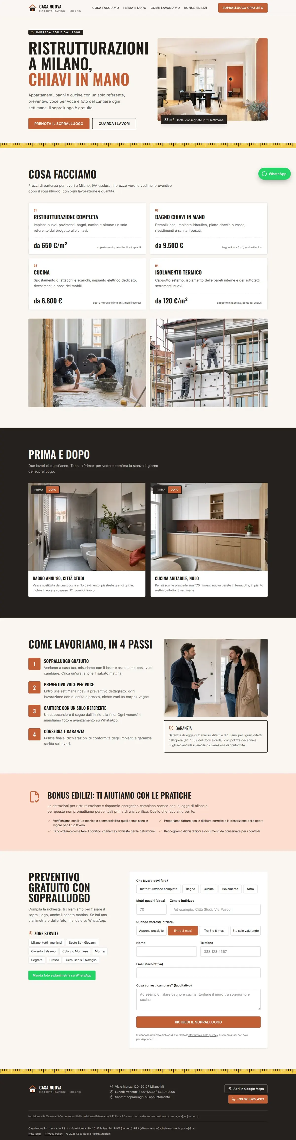 Modello di sito per impresa di ristrutturazioni : aperçu sur ordinateur