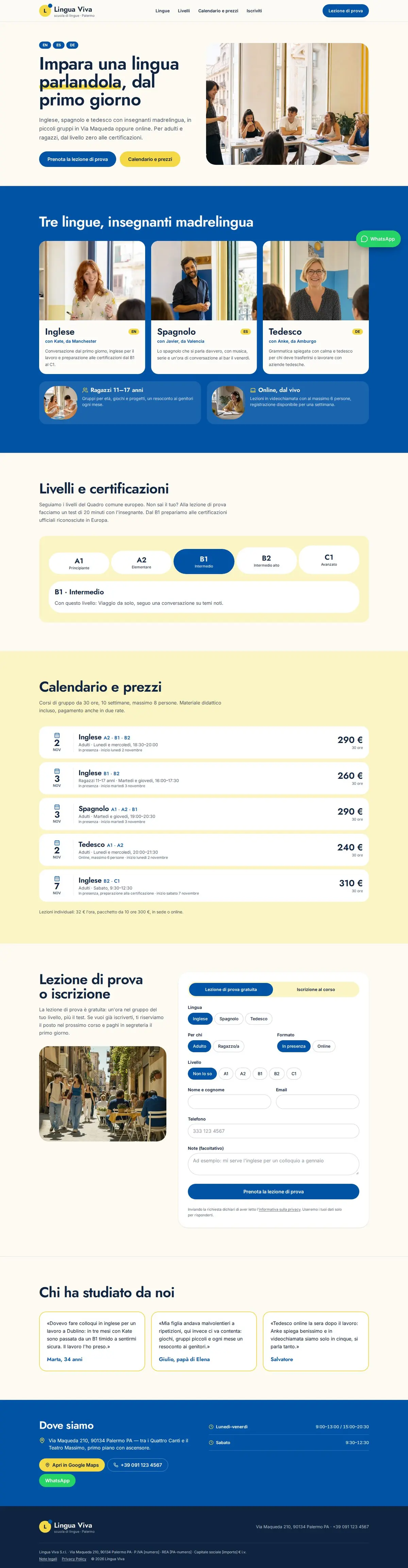 Modello di sito per scuola di lingue: Ansicht am Computer