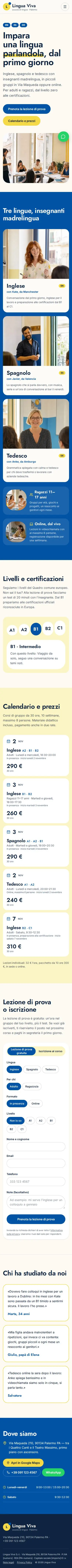 Modello di sito per scuola di lingue: Ansicht am Smartphone