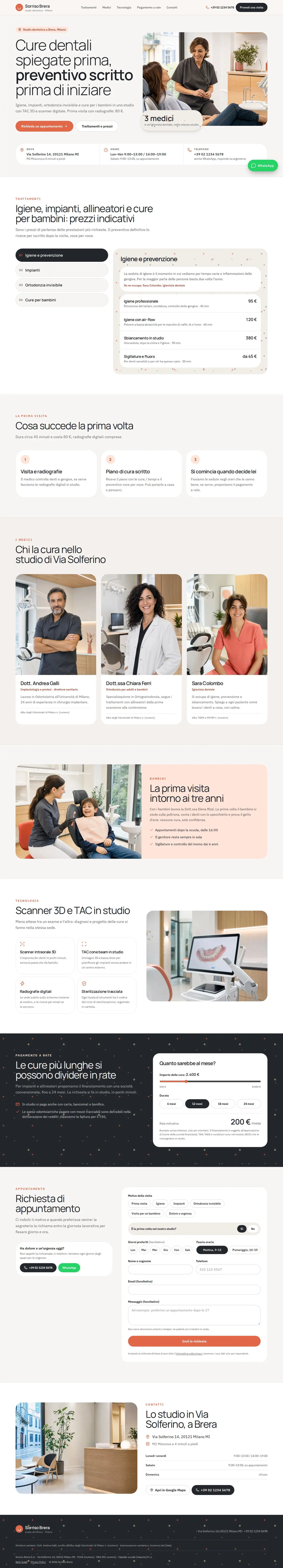Modello di sito per studio dentistico: versione desktop
