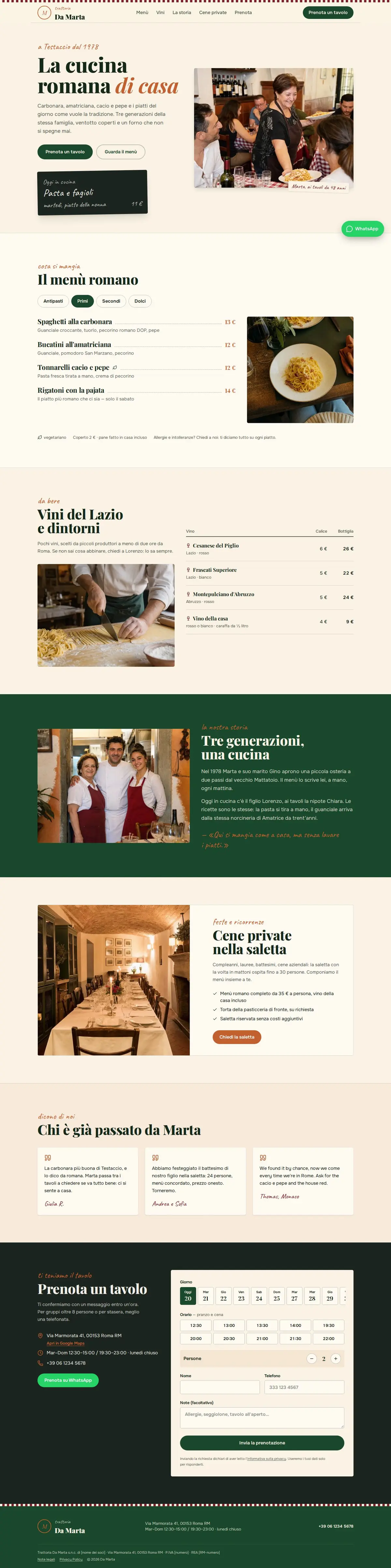 Modello di sito per trattoria : aperçu sur ordinateur