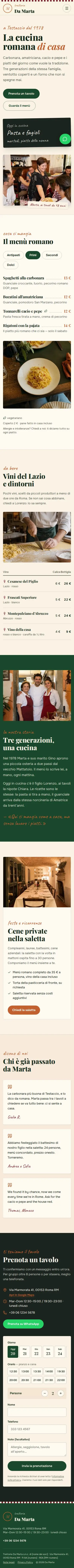 Modello di sito per trattoria : aperçu sur téléphone