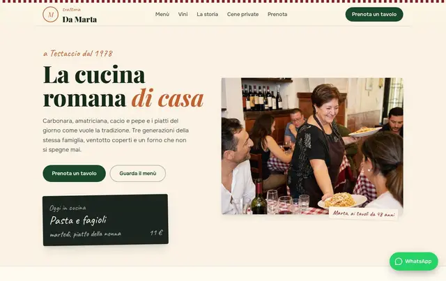 Modello di sito per trattoria