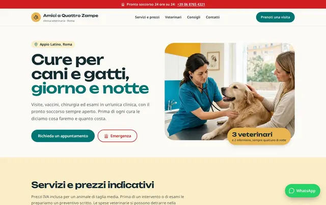 Modello di sito per clinica veterinaria
