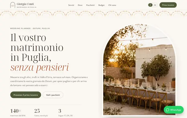 Modello di sito per wedding planner